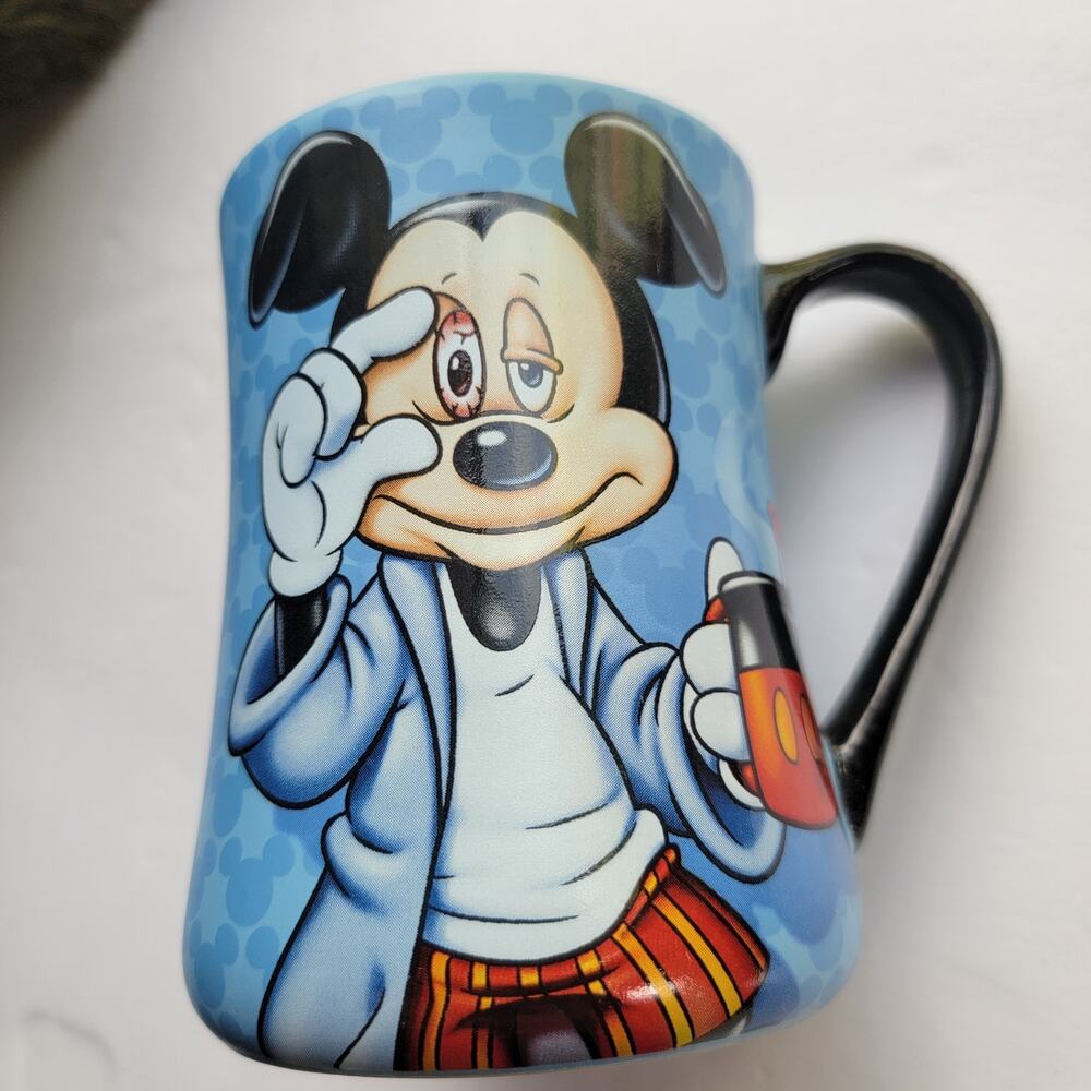 Disney Parks Coffee Mug Unisex Large Blue Ceramic Mickey Mouse Cartoon Humor